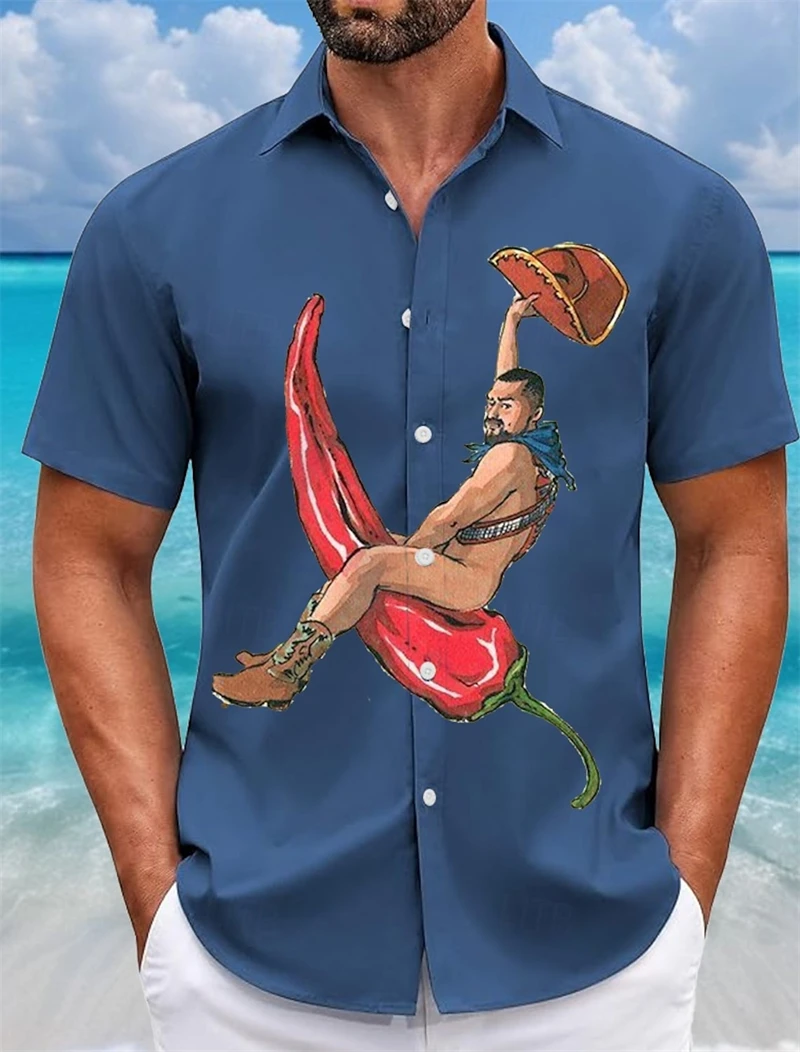 

Funny Cowboy Graphic Hawaiian Shirts For Men Fashion Summer Short Sleeve 3D Printed Blouse Loose Streetwear Harajuku Shirt Tops