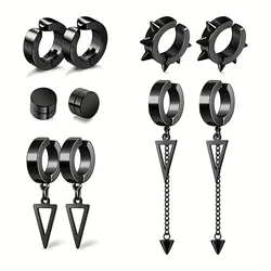 1 Pairs Black Stainless Steel Clip-On Earrings for Non-Pierced Ears for Men Non-Perforated Fake Gauge Earrings Jewelry Gift