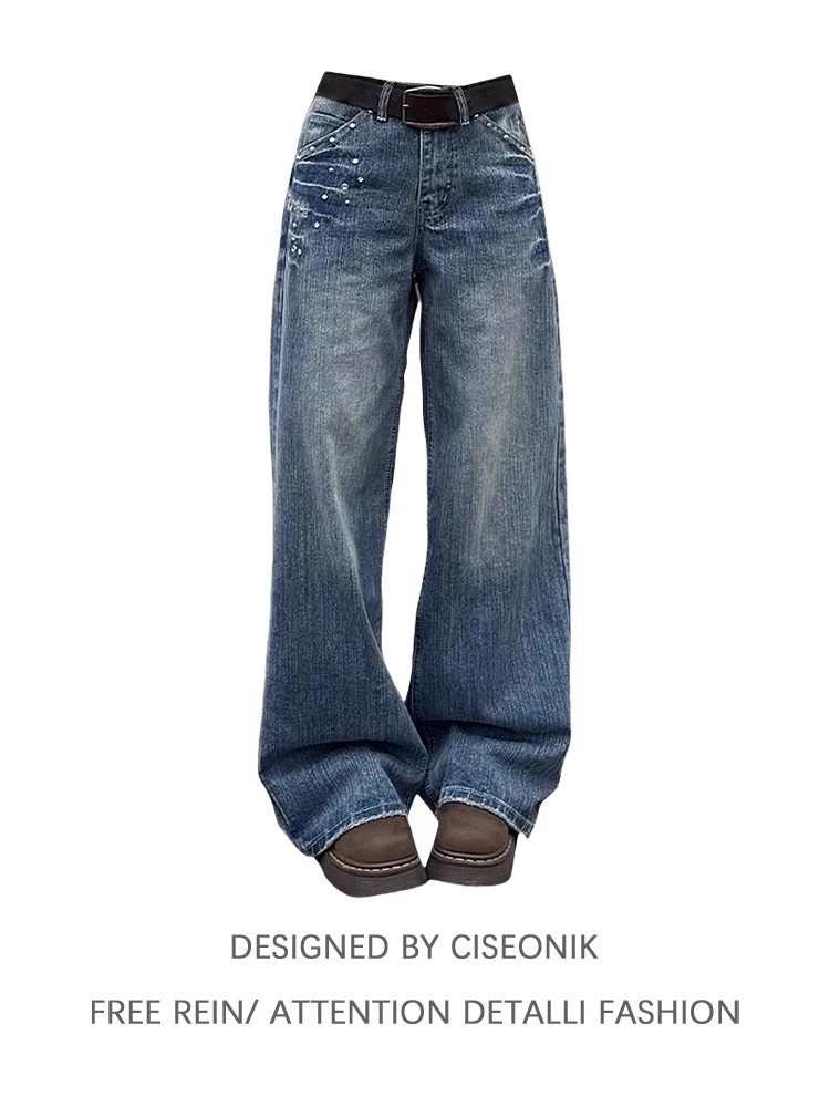 

Low Waist Wide Leg Jeans Women's Loose Fit Distressed Denim Spring Fashion High Waist Long Pants Casual Straight Leg Jeans