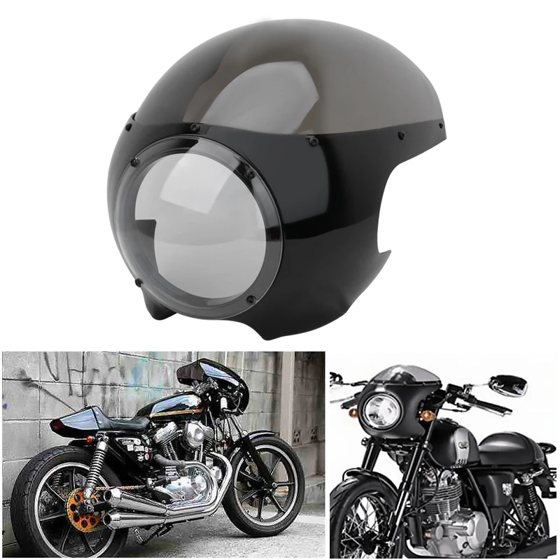 

Cafe Racer Headlight Fairing 5 3/4" Headlamp Shell Cover For Harley Sportster 883 1200 XL Dyna Motorcycle Front Headlight Cowl