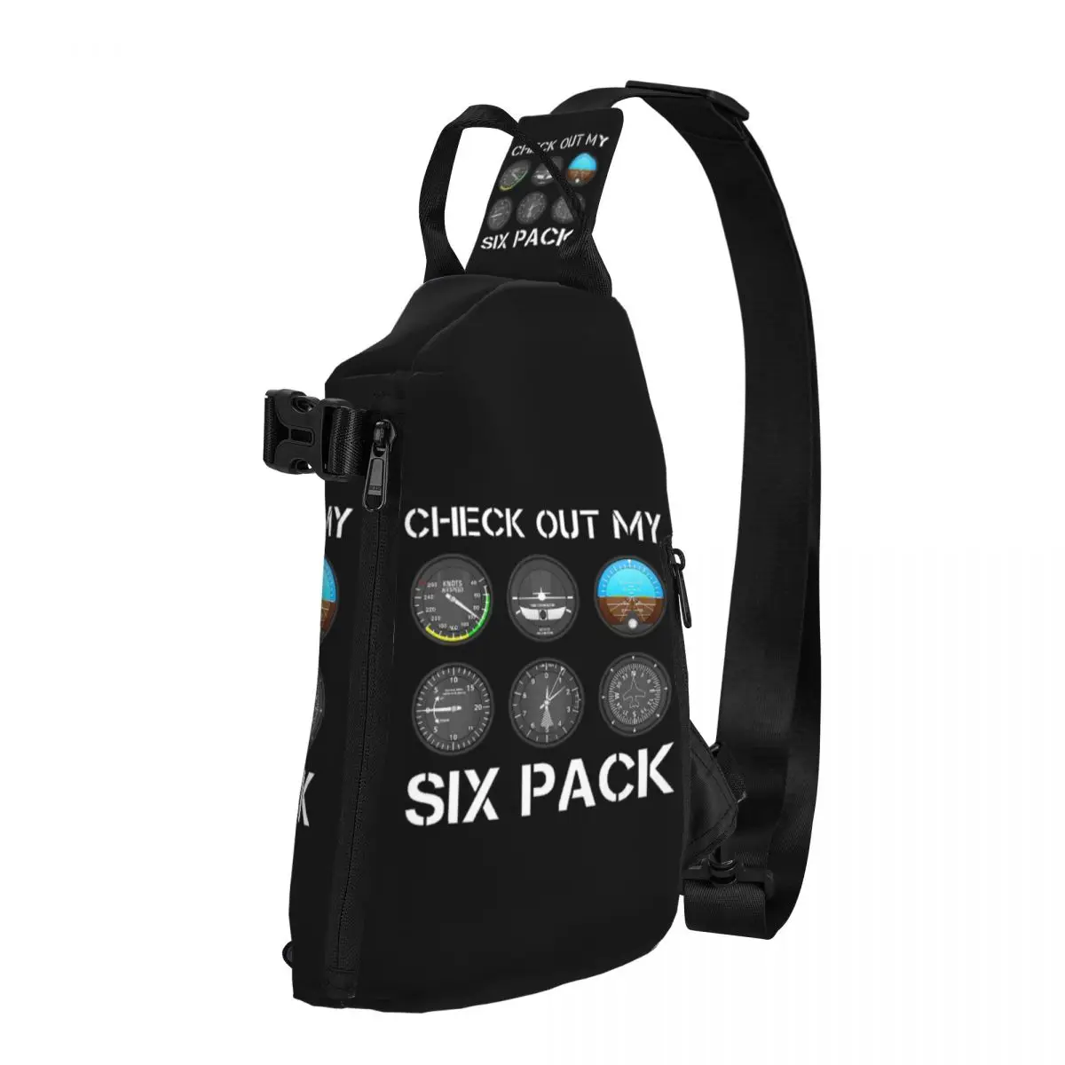 Funny Pilot Top Airplane Six Pack Flight Instruments Chest Bag Men Sling Crossbody Backpack Chest Bag Daypack Shoulder Bag