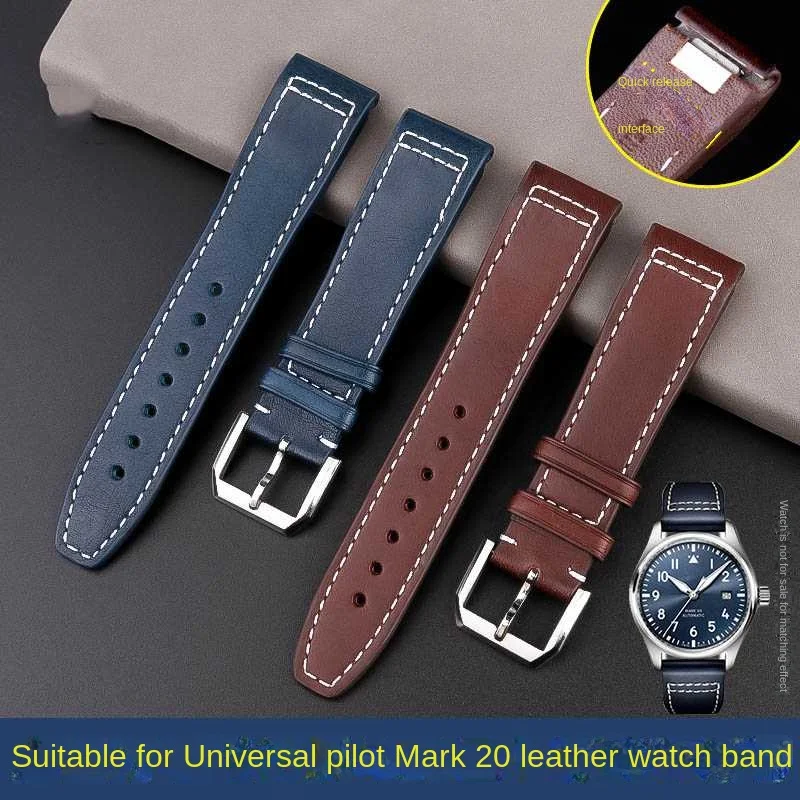 Quick Release Genuine Leather WatchStrap 20mm For IWC Pilot Mark Prince 17/18 IW388103 IW378005/003/001 WatchStrap Accessories