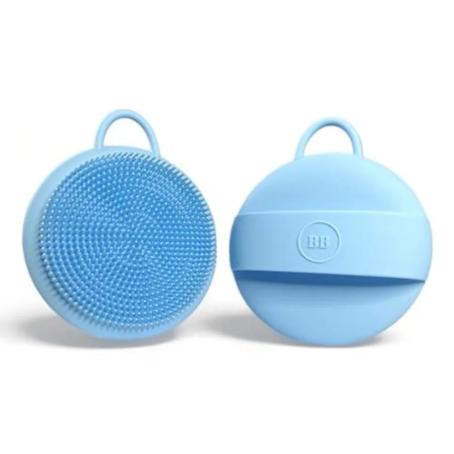 

Силиконовая мочалка-скрабер синего цвета с ручкой, щетка для душа и губка для ванны для личной гигиены