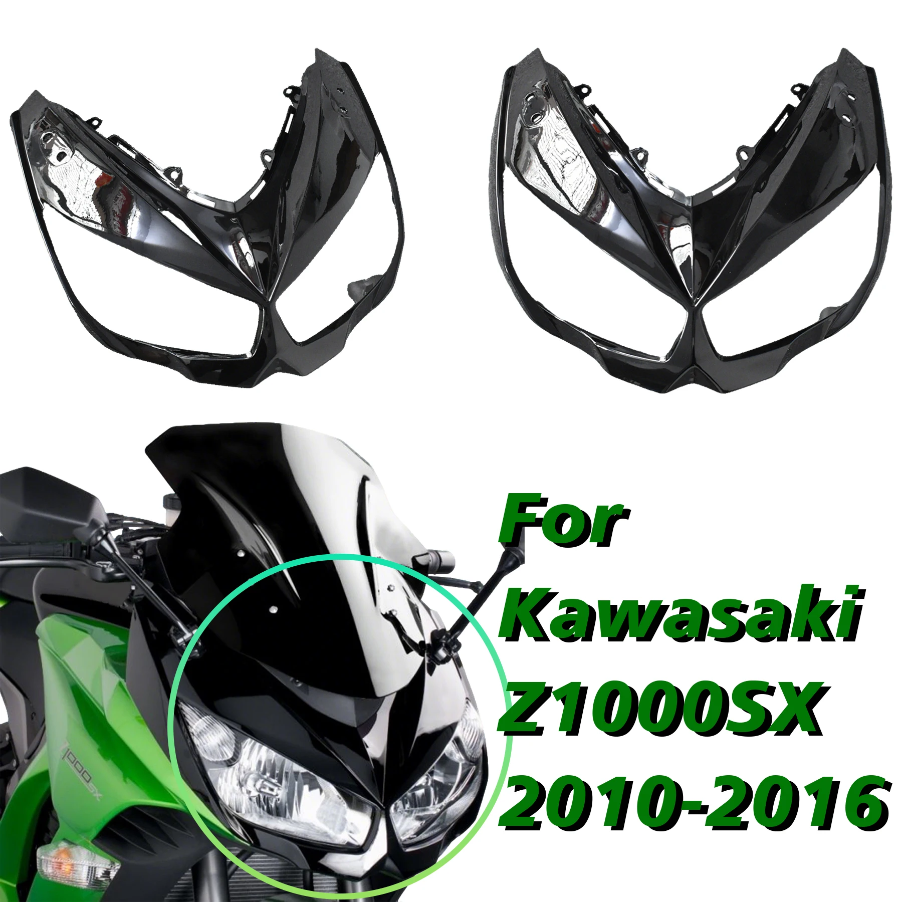 Custom Painted Motorbike Front Upper Fairing Headlight Cowl Nose Z1000SX 16 fairing headlight cover Fits Kawasaki 2010 2011 2013