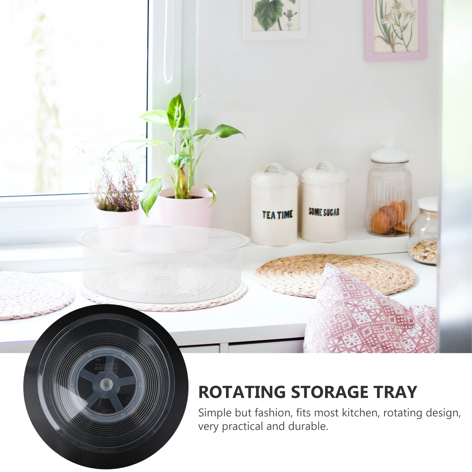 

Rotating Storage Tray Multi Function Case Holder Kitchen Cosmetics PET Safe Bedroom Bathroom Study Room Practical