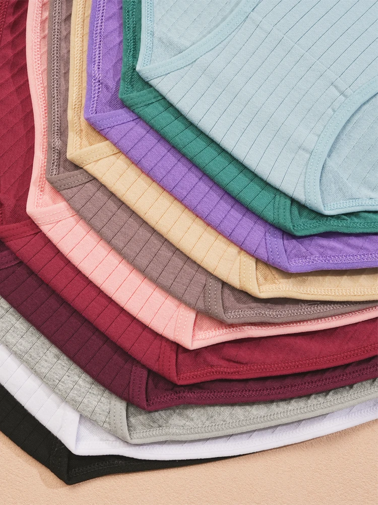 4 قطعة/المجموعة المرأة القطن حجم كبير الملابس الداخلية مثير لينة مخطط سراويل عالية الخصر ملخصات الإناث تنفس بلون الملابس الداخلية