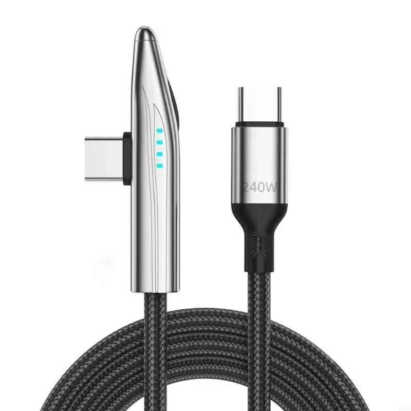 E1PF 240W كابل الشحن السريع 90 درجة من النوع C إلى USB C كابل الطاقة لأجهزة الهواتف الفعالة