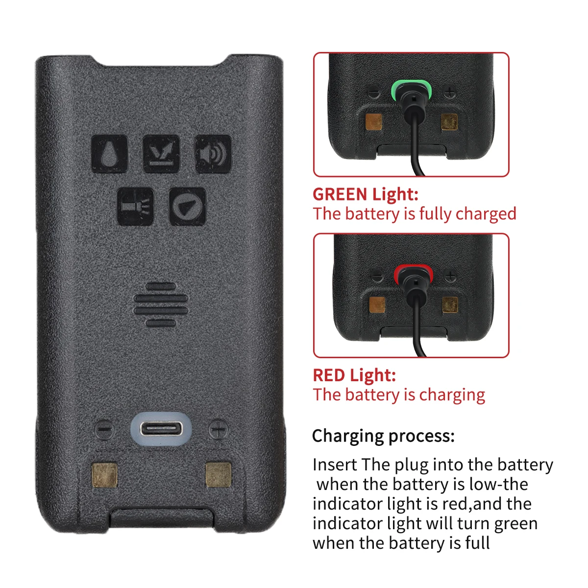 Baofeng UV-9R Pro UV9R Plus Li-ion Battery Support Type-C/USB Charge for Baofeng UV-9R Plus Pro UV-XR Portable Walkie Talkie