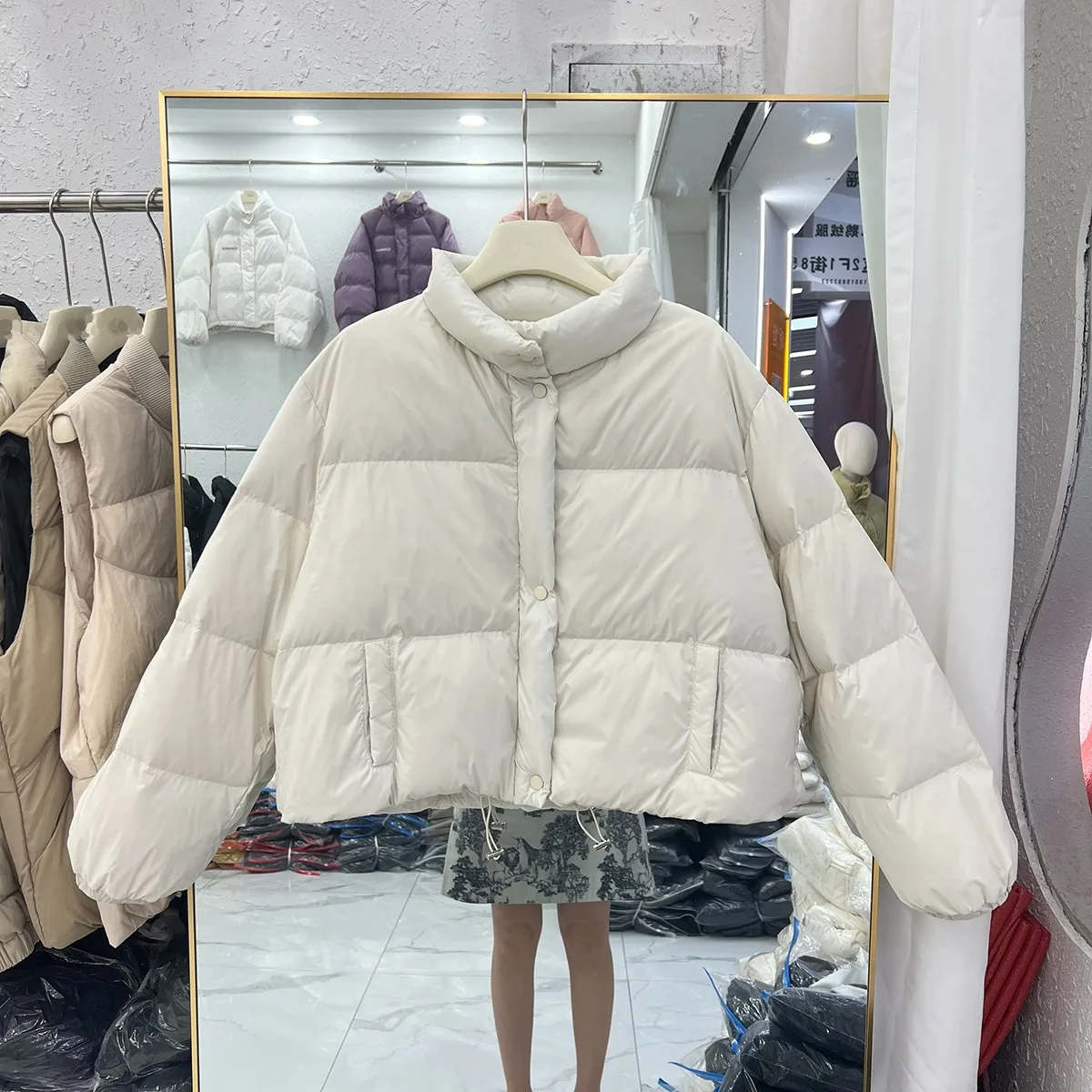 Parkas Women Short Coats Jackets Full Sleeve Thick Warm Y2k Streetwear Stand Collar Elegant Jacket Work Coat Autumn Winter
