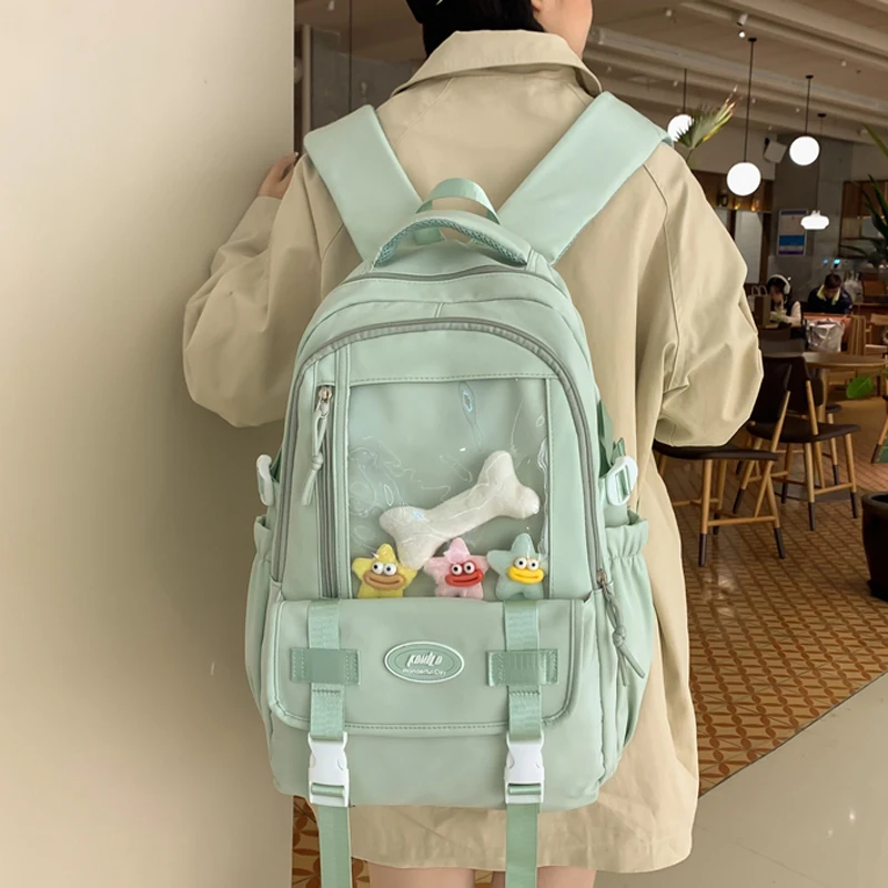 New Waterproof Nylon Women Backpack Female Travel Backpacks Schoolbag for Teenage Girls Khaki Bookbag Mochila Bookbag Set Bags