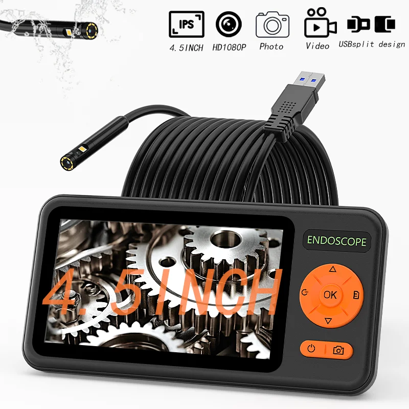 

HD Cemera 8mm 1080P Endoscope Automotive Boroscope with 8LED IP67Waterproof Lens for Sewer Pipe Checking Car 1-15MRigid Cable
