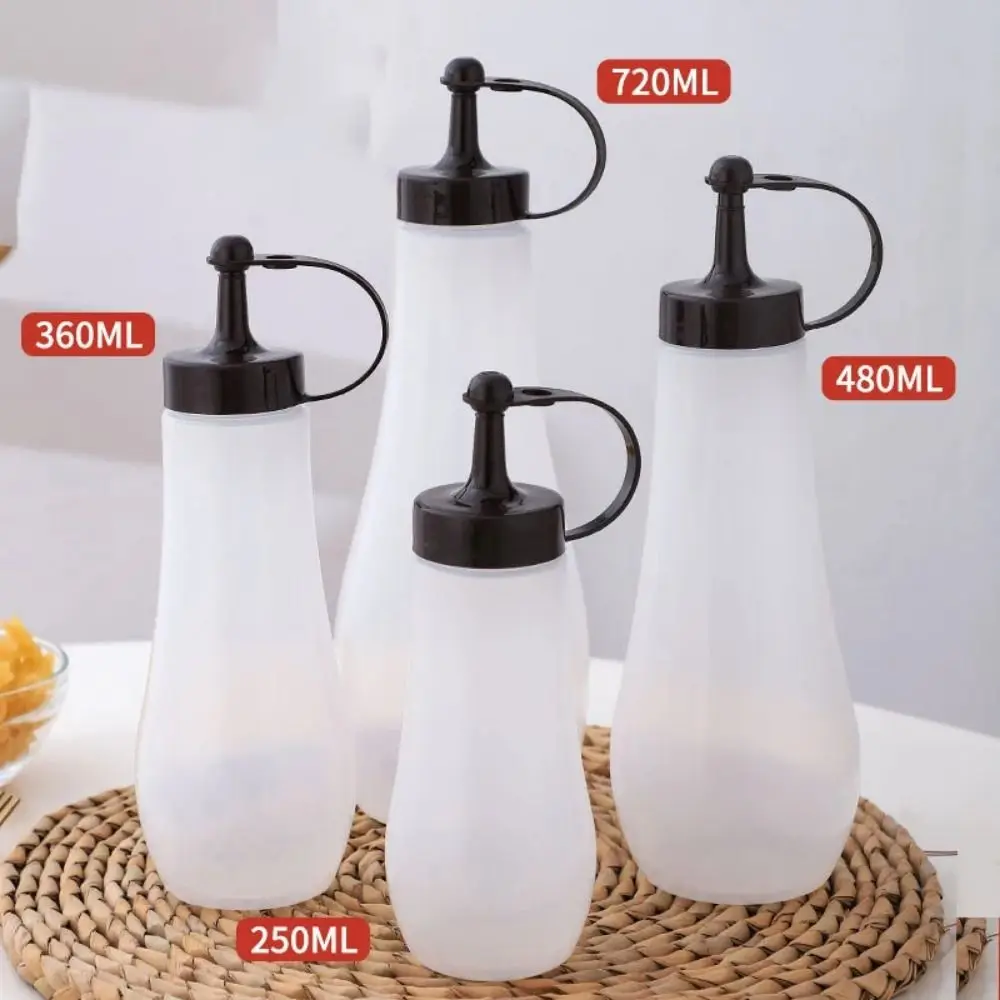 Plastic Condiment Squeeze Bottles Seasoning Hot Sauces Olive Oil Bottles Ketchup Mustard Dispensers Container Kitchen Gadgets