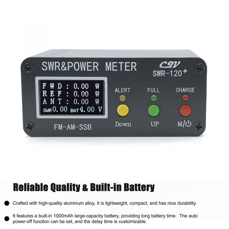 120W SWR Digital Power Standing Wave Meter 1.8-54Mhz Shortwave Meter FM AM SSB Modes Power Meter Support Adjustable