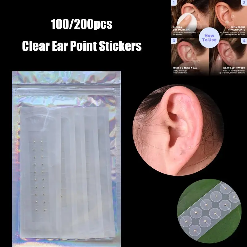 1/5/10 Sheets Ear Pressure Stick Acupuncture Magnetic Beads Auricular Ear Stickers Massage Ear Stickers Clear Ear Point Sticker