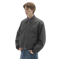 American Vintage Double Sided Wearable Jacket Men's and Women's Loose Casual Short Bomber Jacket Couple Coat Outerwear