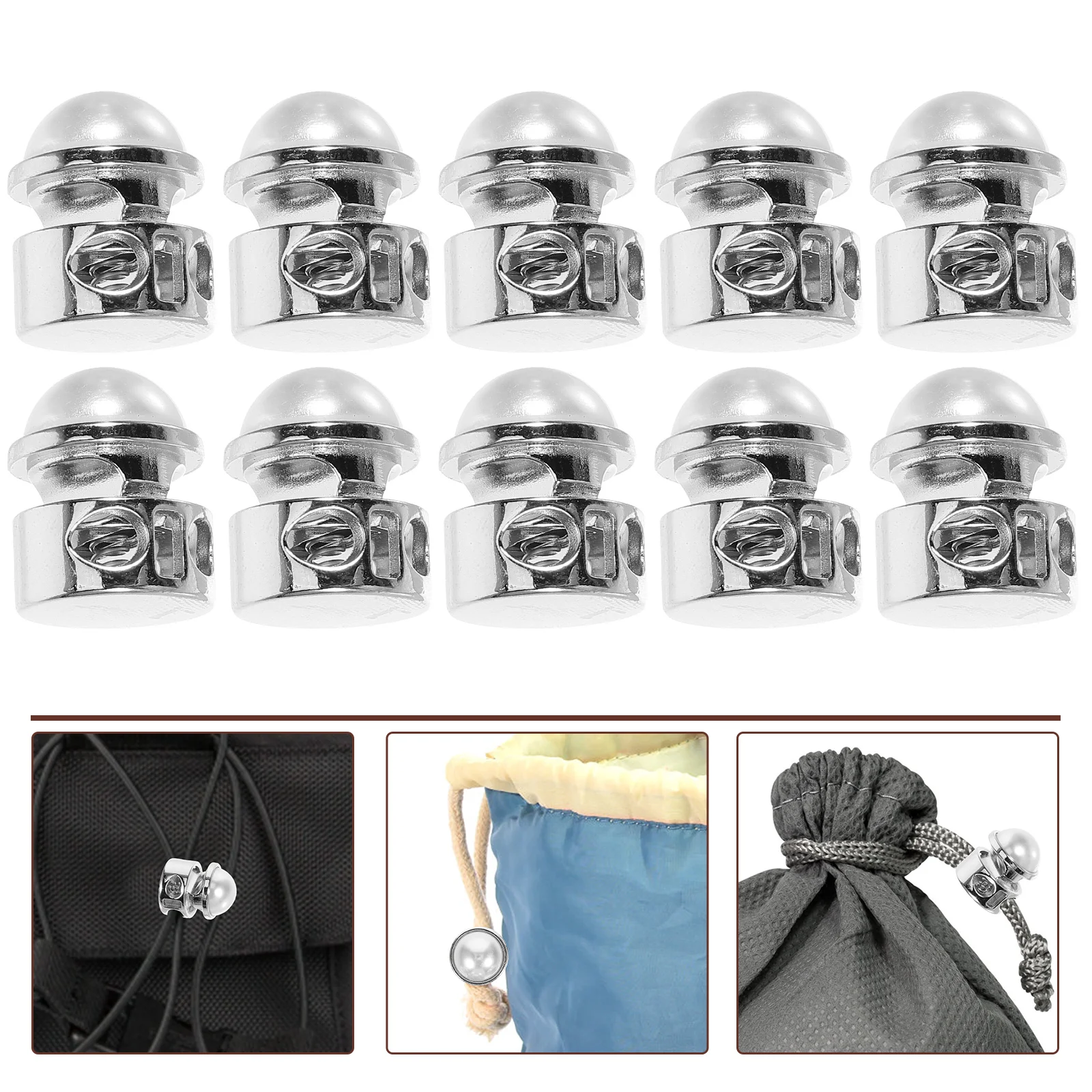 

10pcs Spring Buckle Metal Adjustable Drawstring Lock Smooth Lightweight for Pants Sweater Mask Lanyard Holes Cord