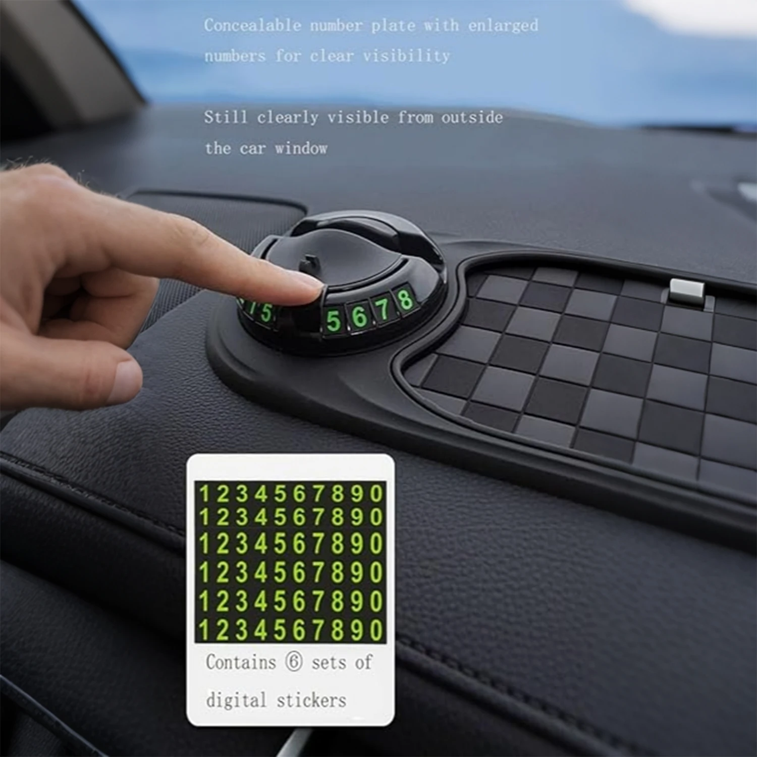 Luminous Car Parking Number Plate Anti-Slip Mat, Multifunctional Dashboard Phone Holder Pad for Vehicle Interior - view 5
