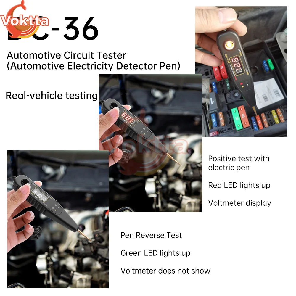 Imagem -05 - Circuito de Tensão Tester Pen Caneta Elétrica Automotiva Display Led Power Probe Voltage Detector Reparação Automóvel Ferramenta de Diagnóstico dc 336v