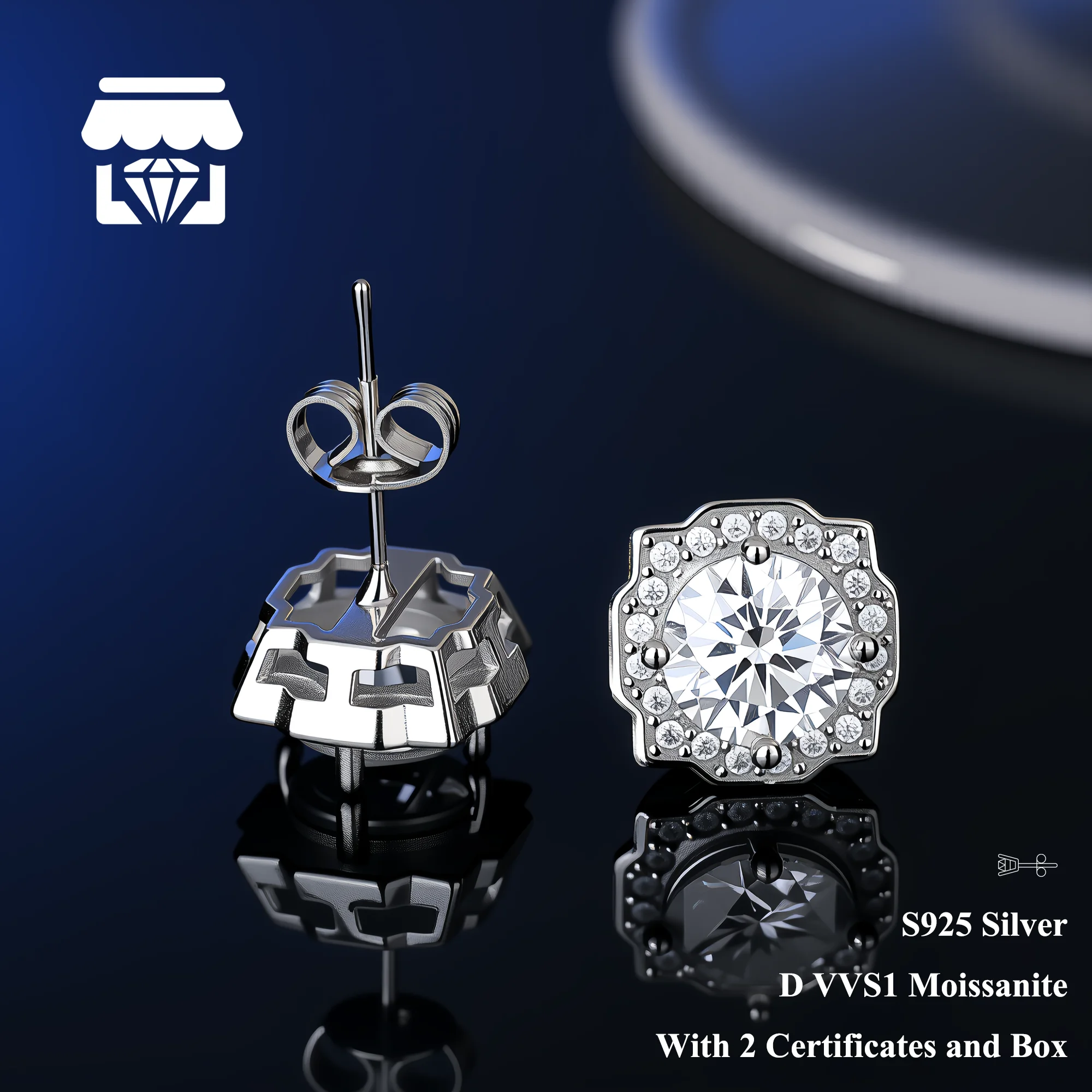 

Серьги 0,5CT 1CT 2CT из 100% настоящего муассанита с двумя сертификатами GRA для женщин и мужчин, подарки на помолвку, годовщину, свадьбу