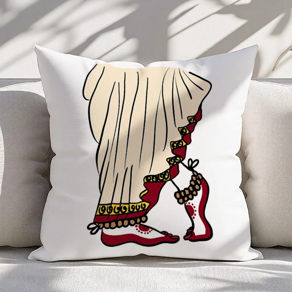 Boho Goddess Robe and Ornate Shoes Illustration Pillowcase Cushion Cover Boho Home Decor Aesthetic Throw Gift Print 45x45cm
