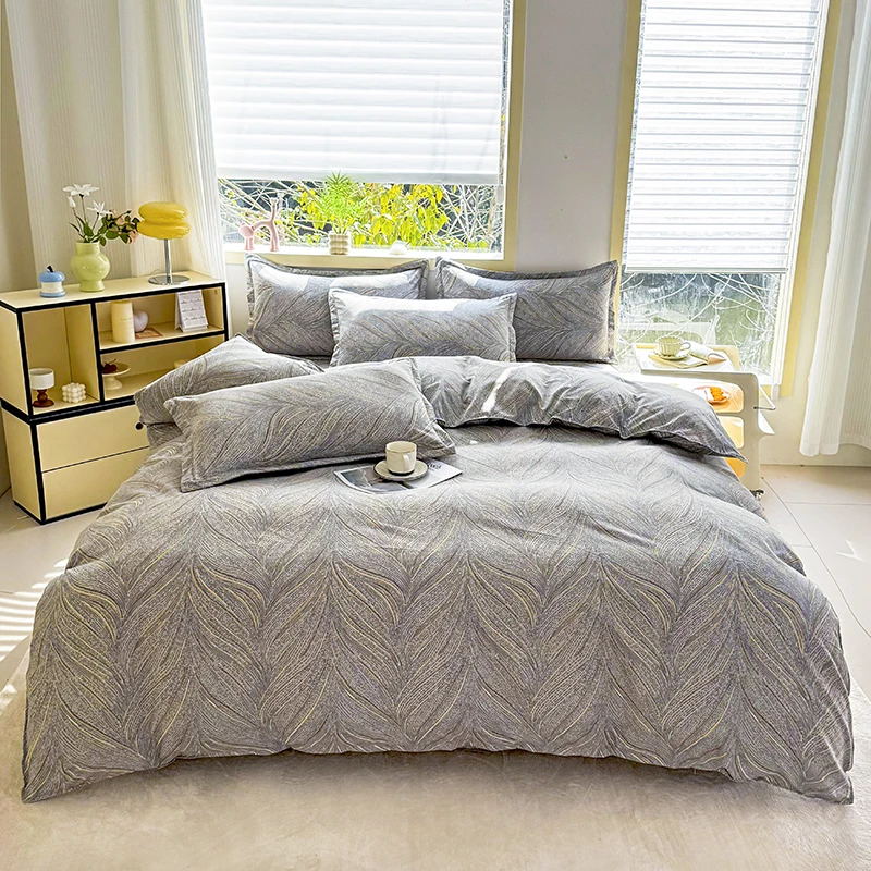 

1 шт. пододеяльник с рисунком серого листа, минималистское геометрическое постельное белье для современного нейтрального декора спальни