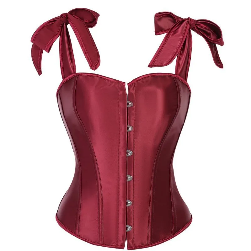 

Satin Solid Color Halterdouble Shoulder Strap Adjustable Strapless Corset for Ladies