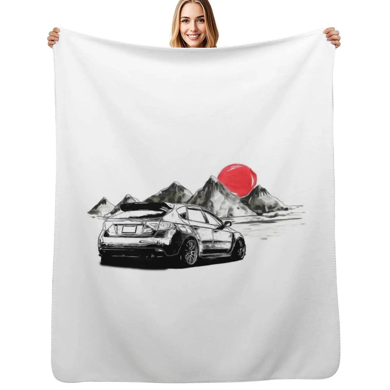 Черно-белый плед с изображением Impreza STI хэтчбека, термальный пушистый плед для дивана, забавный подарок, декоративное покрывало для дивана и кровати.