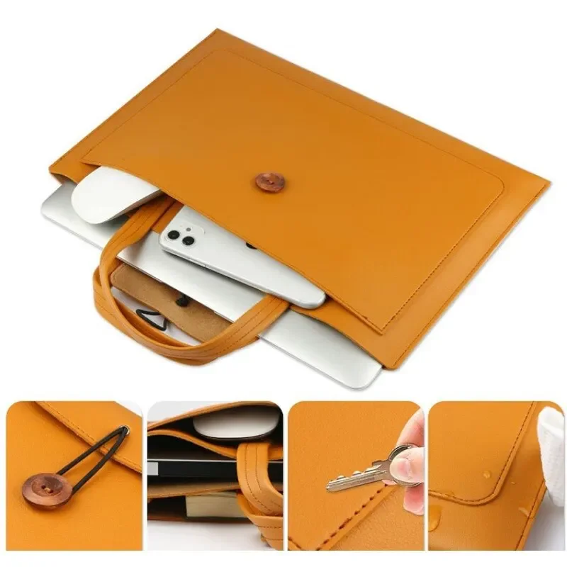 Waterproof Portable Laptop Sleeve PU Leather Envelope Clutch Briefcase for Women Men for Lenovo Xiaoxin Pro 13 Macbook Matebook