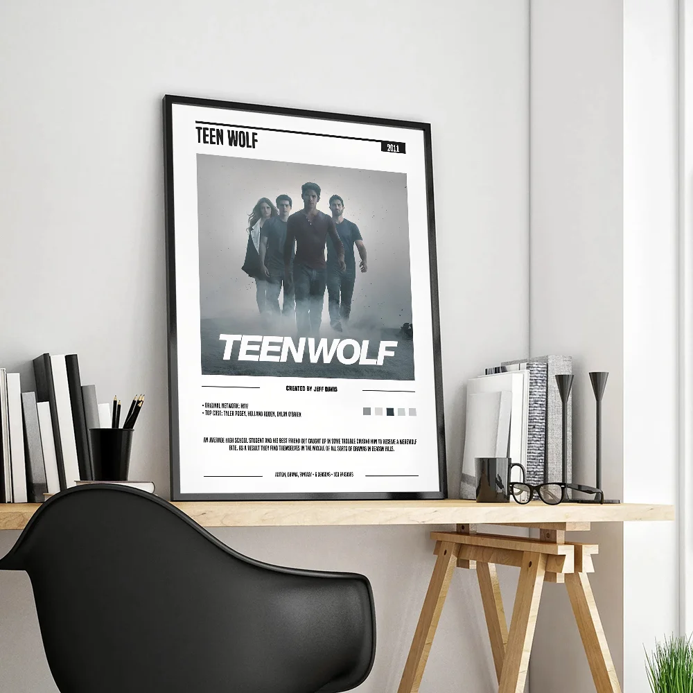ملصق فني ذاتي اللصق لفيلم الذئب في سن المراهقة ، مطبوعات ورقة بيضاء ، أعمال فنية ، ديكور منزلي