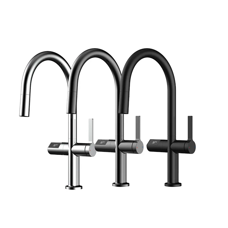 KEMAIDI Temperature Digital Display Touchless Kitchen Faucets Sensor Smart Handle Kitchen Sink Faucet withPull Down Sprayer