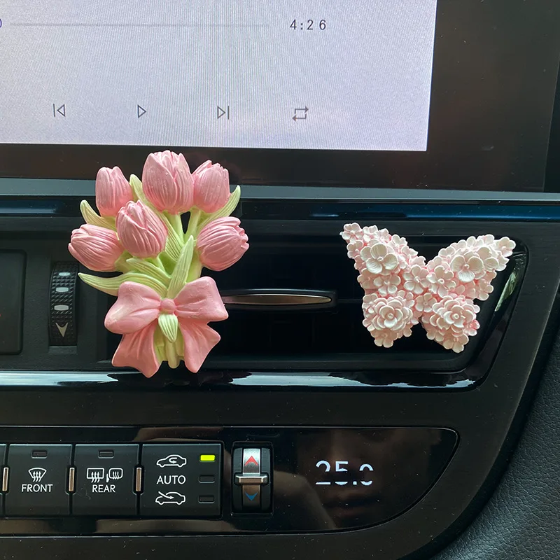 Tulip Car Freshener Luxury Vent Aroma Stone Floral Fragrance Diffuser Auto Interior Ornament Hanging Decor