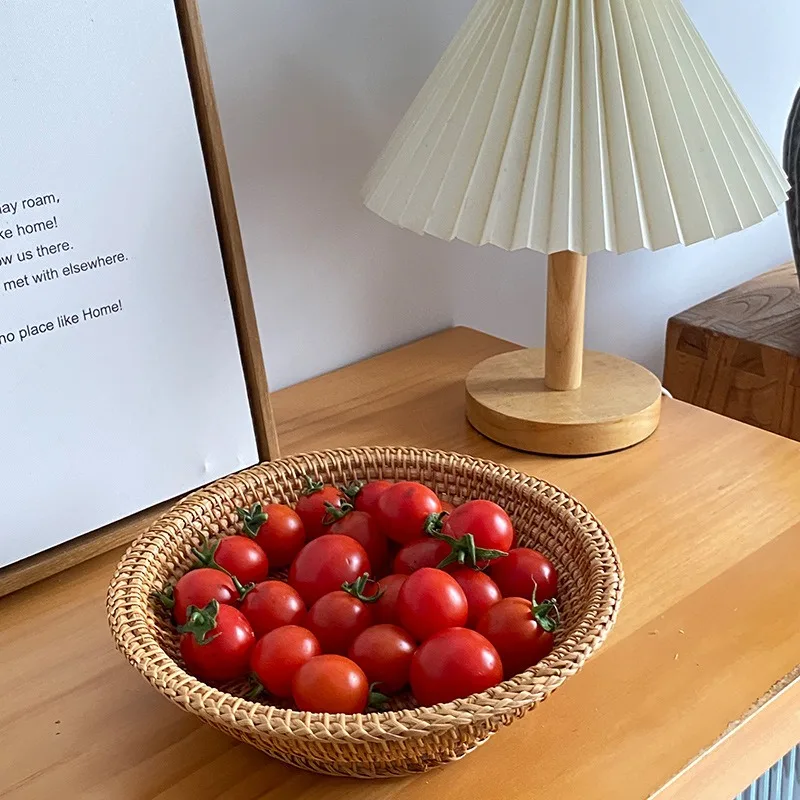 Handwoven Storage Basket, Rattan Tray, Wicker Basketbread, fruit, Breakfast, Tea, Picnic, Kitchen Storage Basket, New