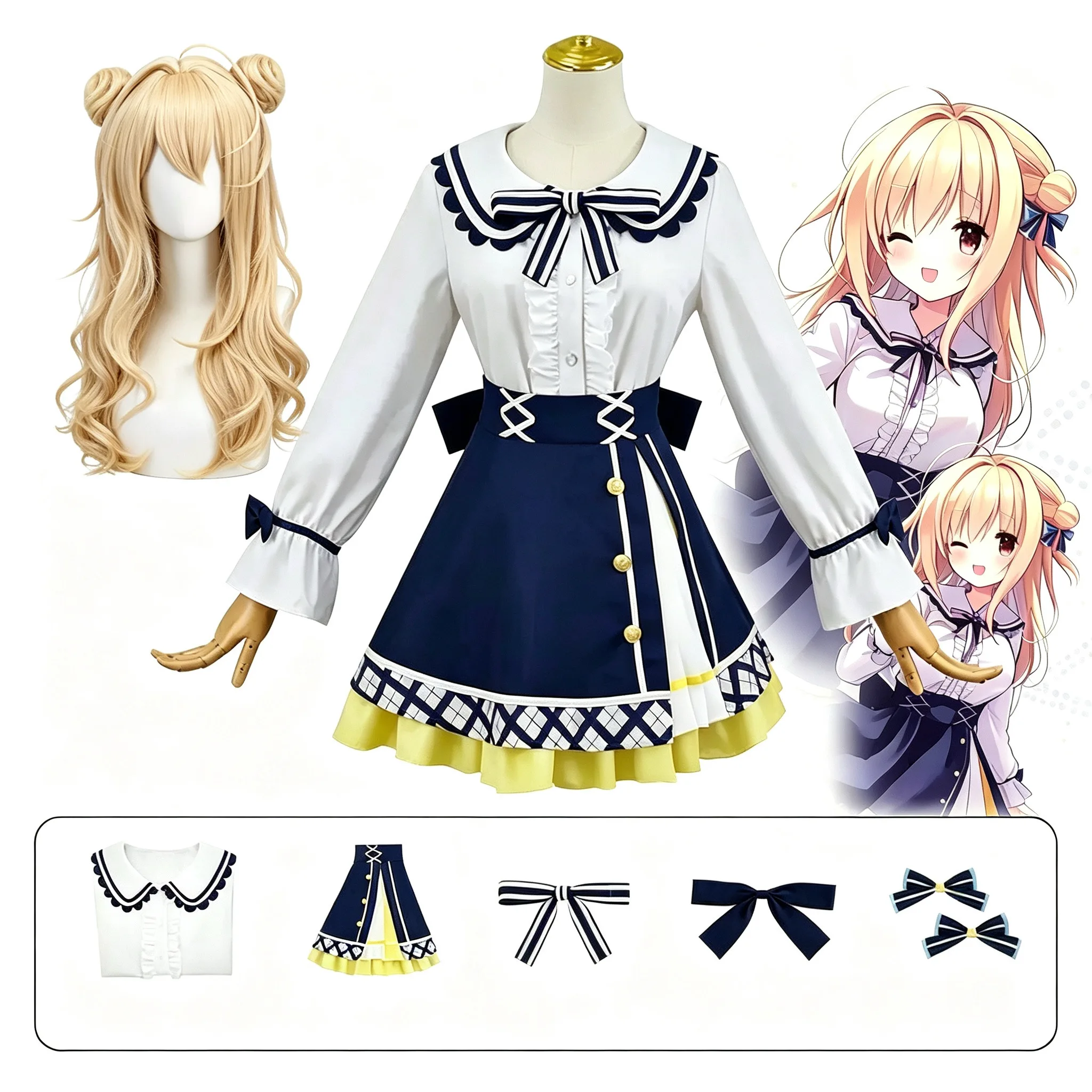 

Hamidashi Creative Izumi Hiyori Cosplay Costume Game Anime Costume Set Top Skirt Accessories Halloween Carnival Party Costumes