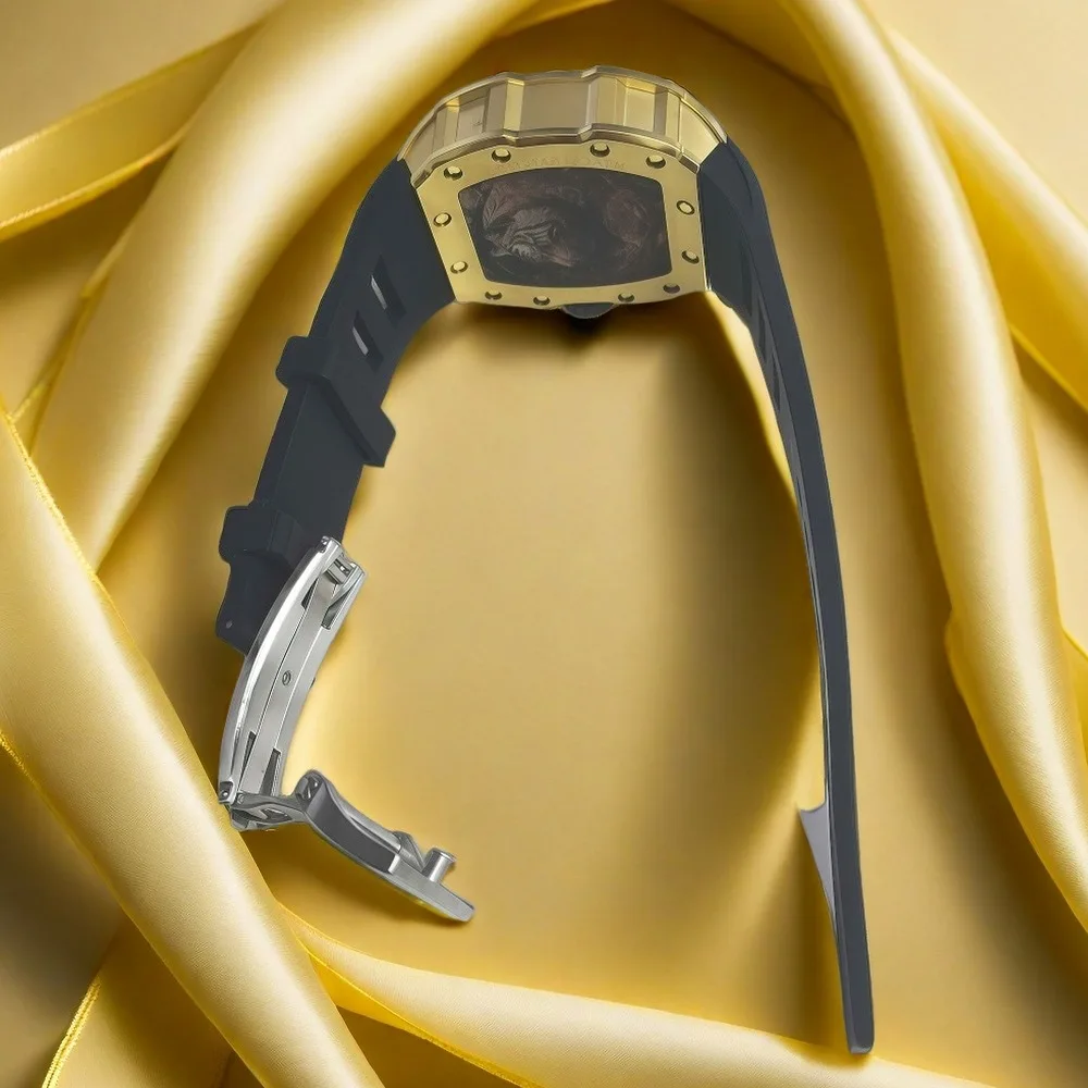 Nowy męski zegarek na rok 2025, automatyczny mechanizm, luksusowy zegarek dla mężczyzn, tarcza z motywem tygrysa, zegarek mechaniczny, wodoodporny, składane zapięcie.