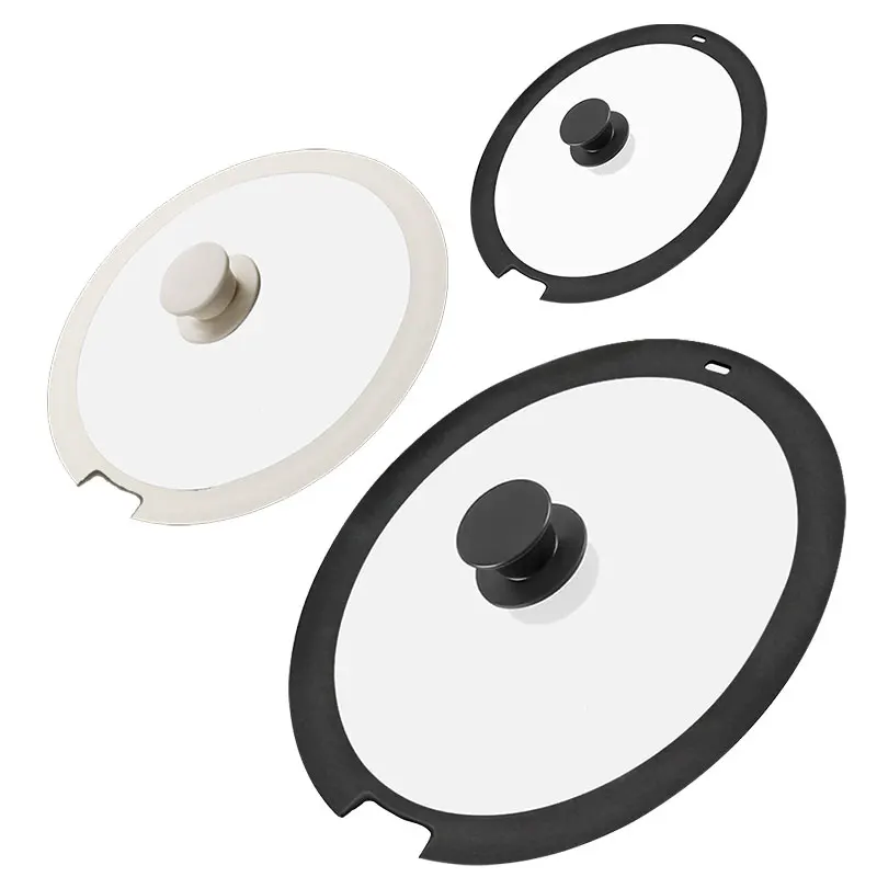 Universal Tempered Glass Pot Lid for Pots Pan Skillet Spill Stopper Cover 18/20/26cm Heat Resistant Silicone Replacement Pan Lid