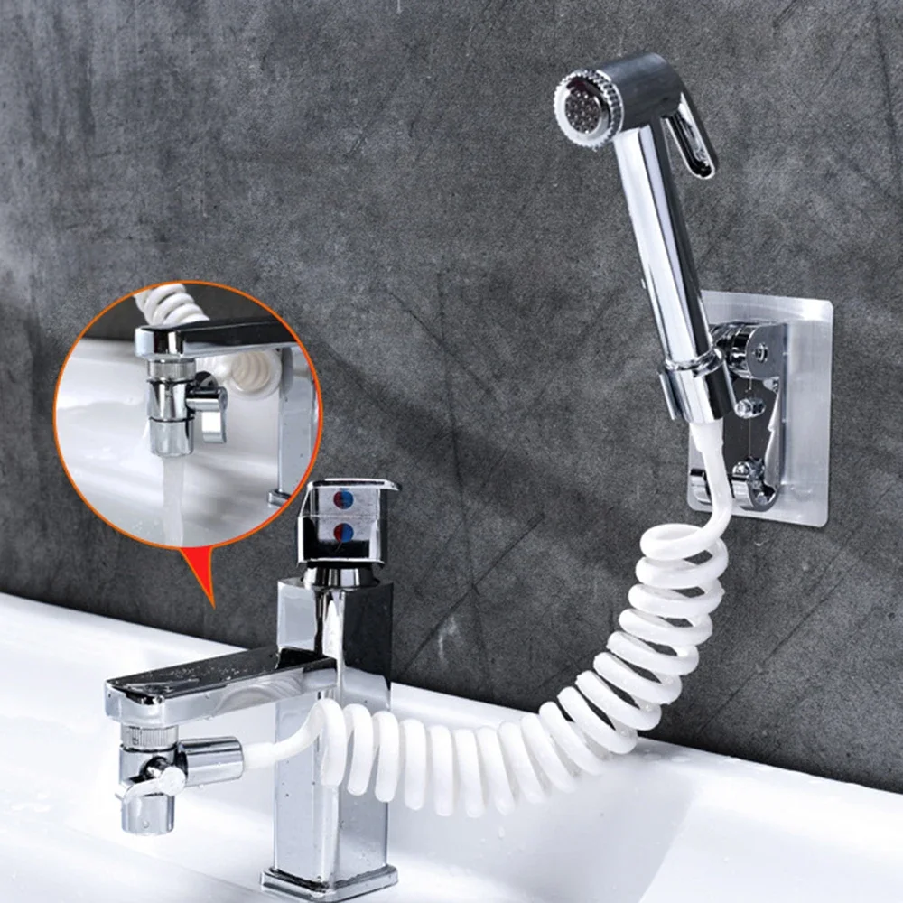 ABS Bathroom Faucet Sprayer Sprinkler+Base+Hose+Valve Shower Head Holder Set For Hand Basin Sink Bidet Kit Bathroom Fixture