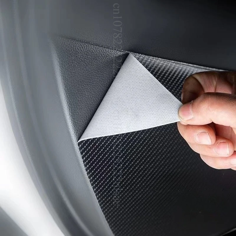4Pcs Car Door Interior Stickers For Polestar 4 2025 Carbon Fiber Anti-Kick Mat Anti-scratch Leather Protection Mat