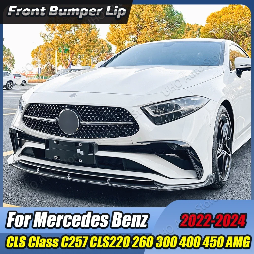 Front Bumper Splitter Lip Diffuser Spoiler Guard Trim For Mercedes Benz CLS Class C257 CLS300 CLS350 CLS450 CLS53 AMG 2022-2024