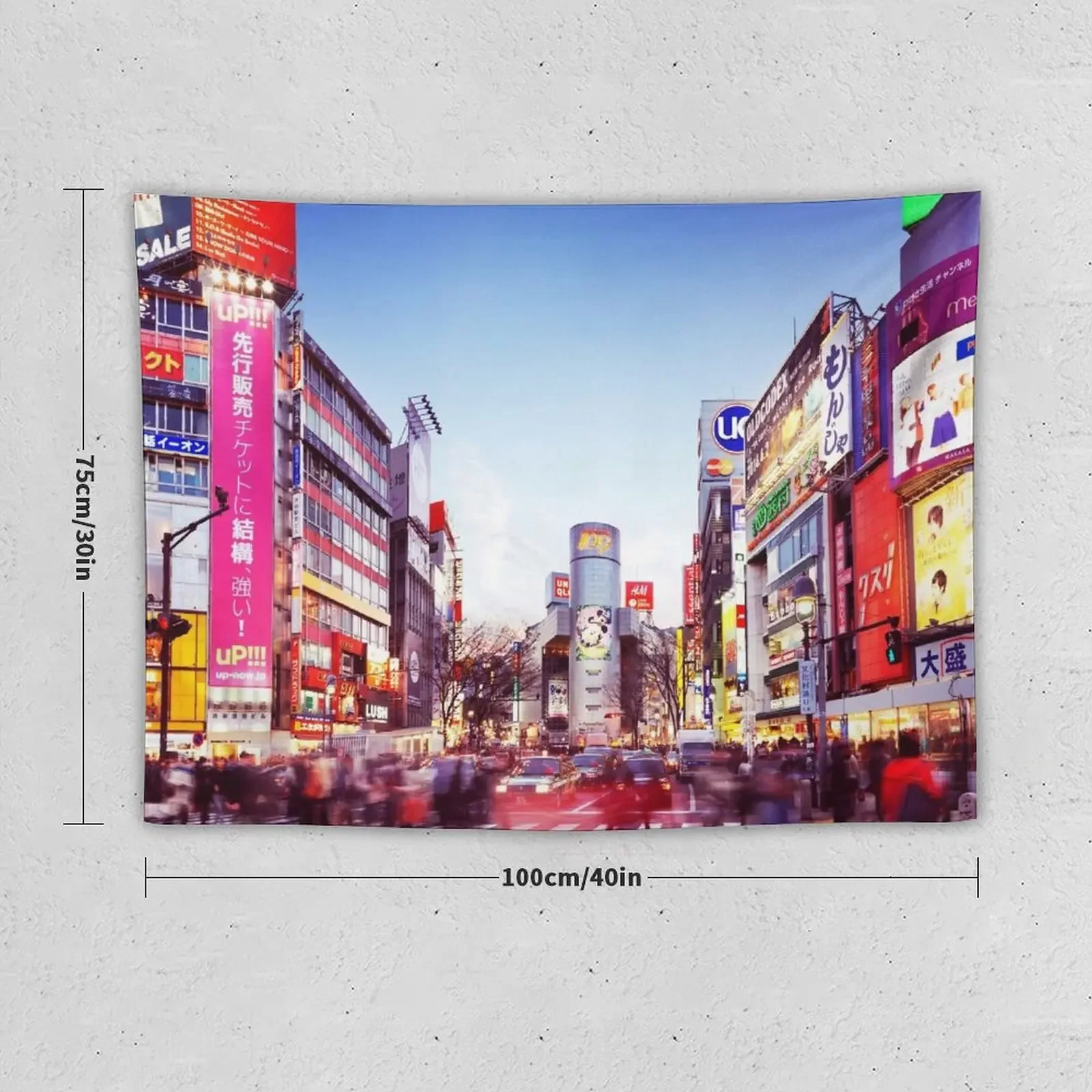 Rush hour at the Tokyo busiest intersection Shibuya crossing full of people art photo print Tapestry Decoration Room Tapestry