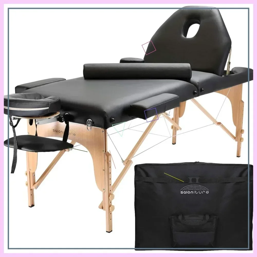 Activity priceProfessional Portable Massage Table with Backrest, Black - Premium Comfort & Strong Support for Therapists