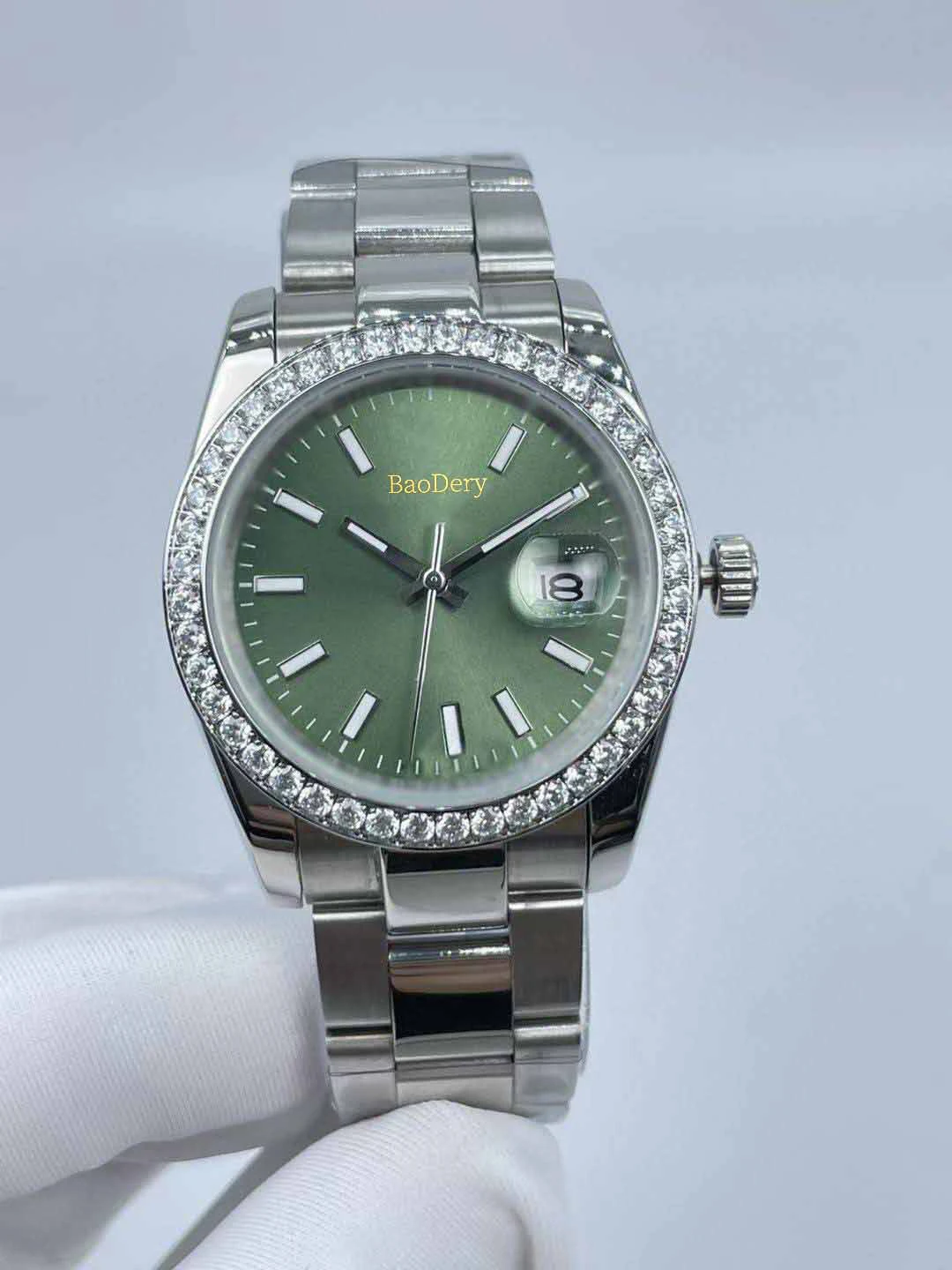 Custom Logo36mmHigh end ladies' diamond watch, mechanical movement, fashionable diamond bezel and sapphire mirror, ladies' gift