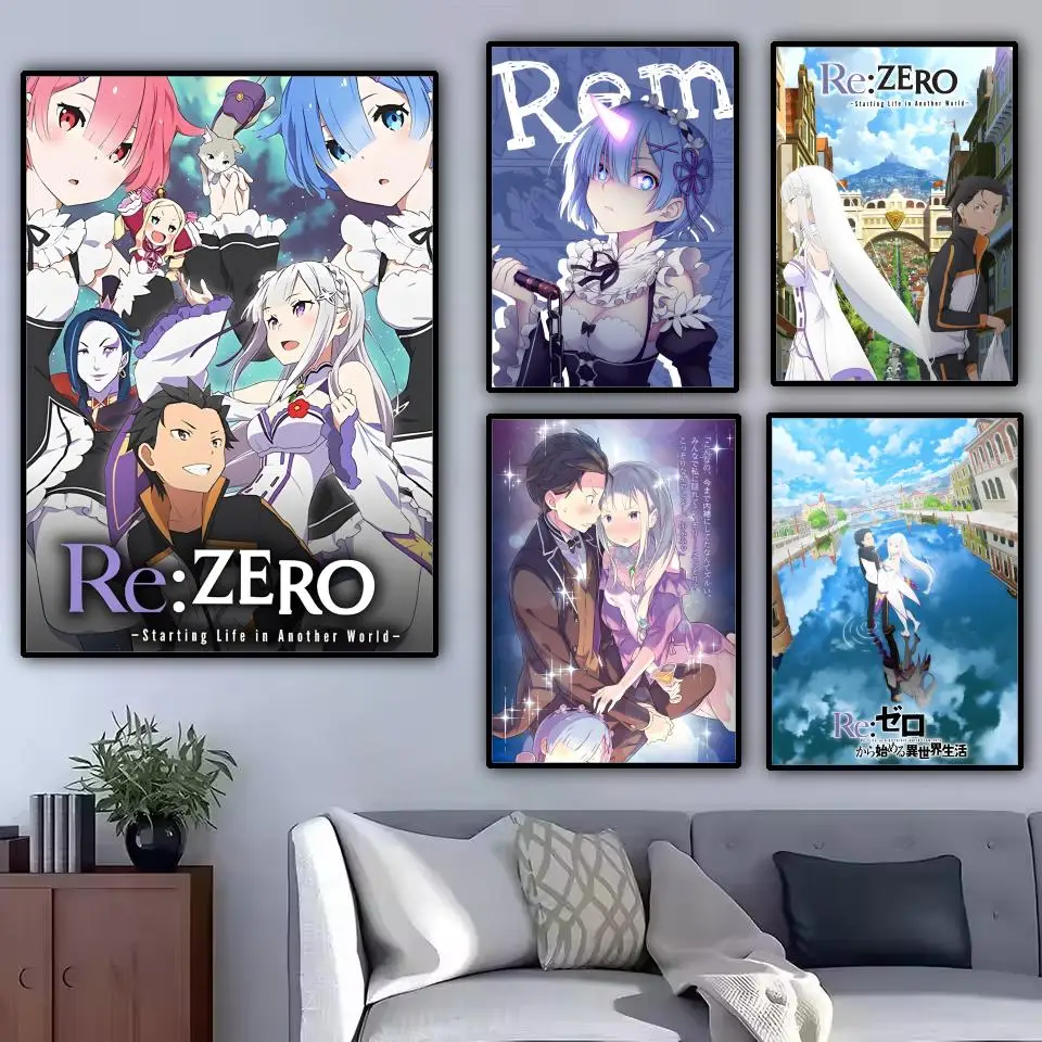Re Life in a different world from zero Painting Calligraphy Canvas Poster: Crease Free Waterproof Durable All Space Wall Decor