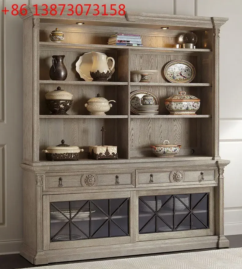 

American French solid wood old retro dining side cabinet Nordic light luxury small apartment restaurant kitchen cabinet