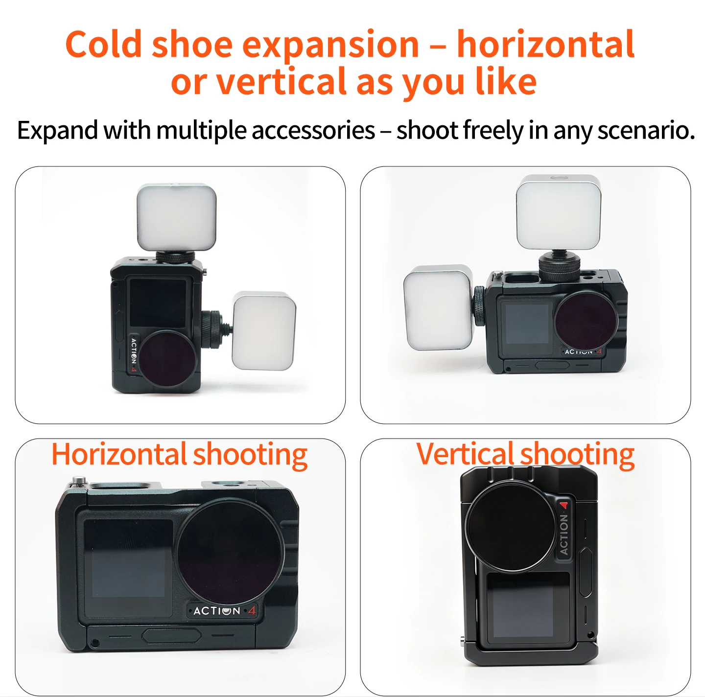 Ein-Tasten-Schnellverschluss Magnetischer Schutzrahmen für DJI Osmo Action 5Pro 4 3 Kamera mit Cold Shoe und 1/4-Zoll-Loch sowie Ladefunktion – Detail 8