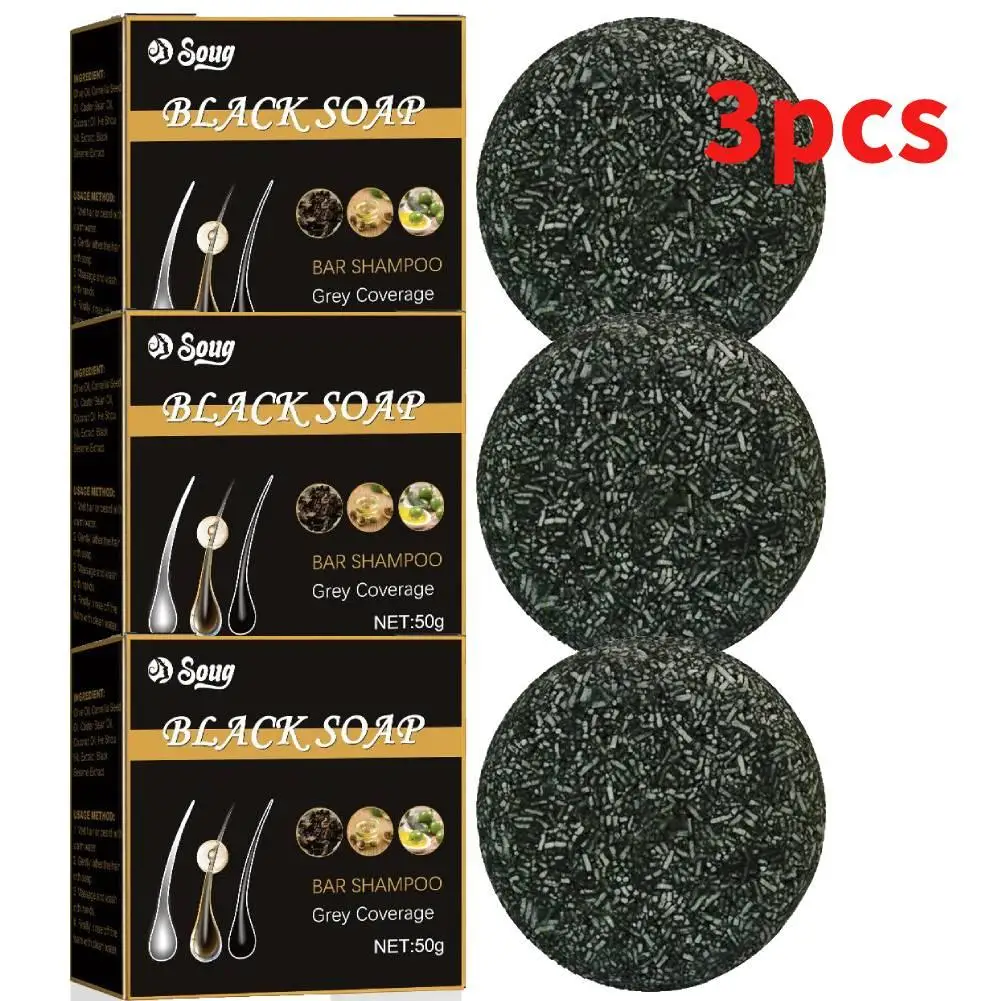 3pcs Hair Shampoo Soap Polygonum Multiflorum Shampoo Soaps Cover Gray Hair Shampoo Soap To Dye Canas Black Shampoo Bar Soap