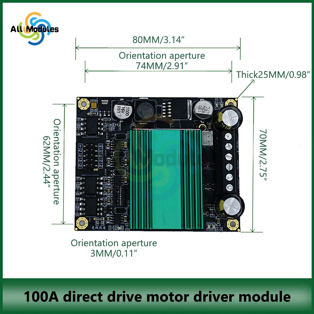 DC 12V~48V 100A High Power H-bridge DC Motor Drive Module board High Frequency H-bridge dual channel Motor Module drive