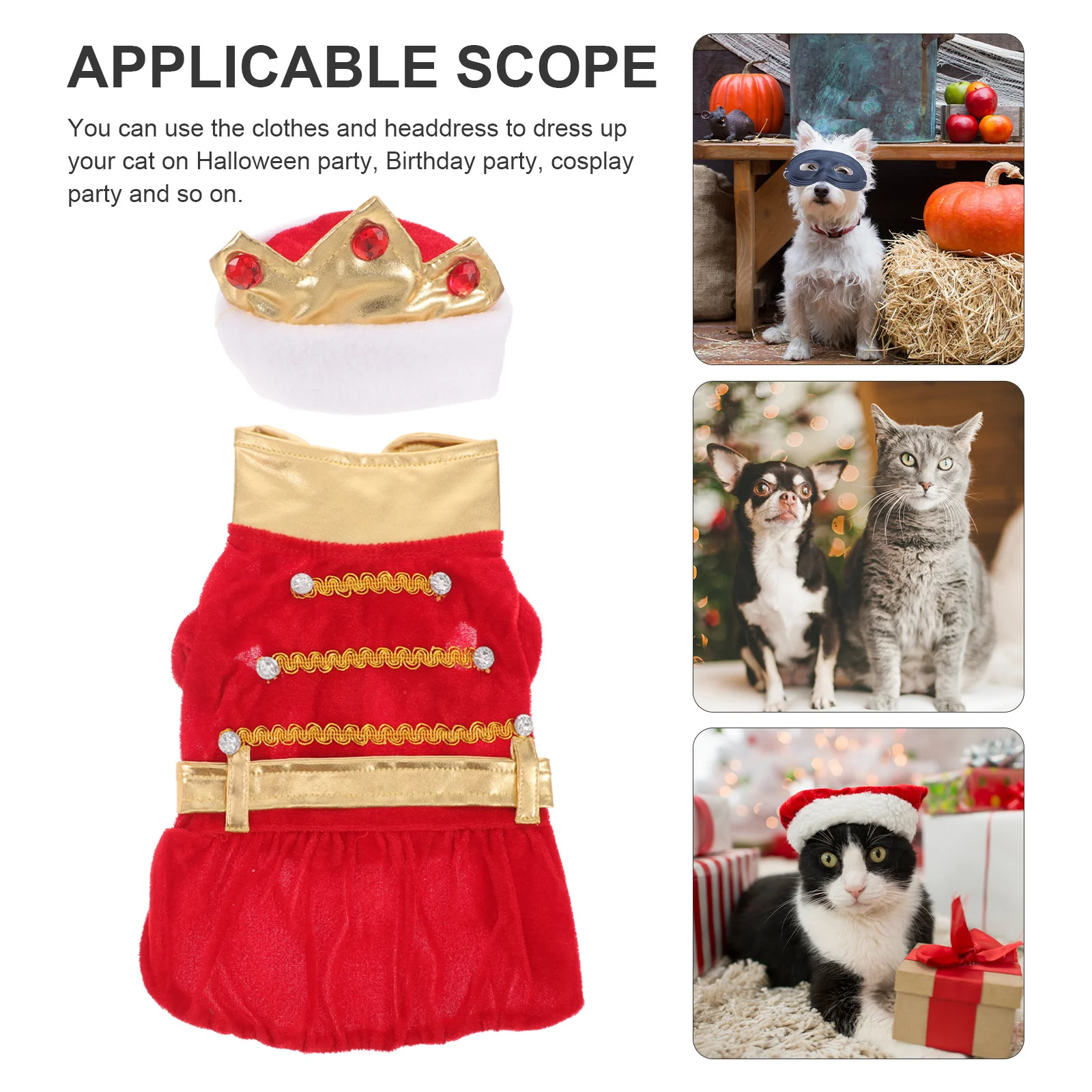 

1Set Comfortable Durable Polyester Pet Dog Halloween Cosplay Costume Puppy Cat Clothing for Party Festival Clothing for Dog