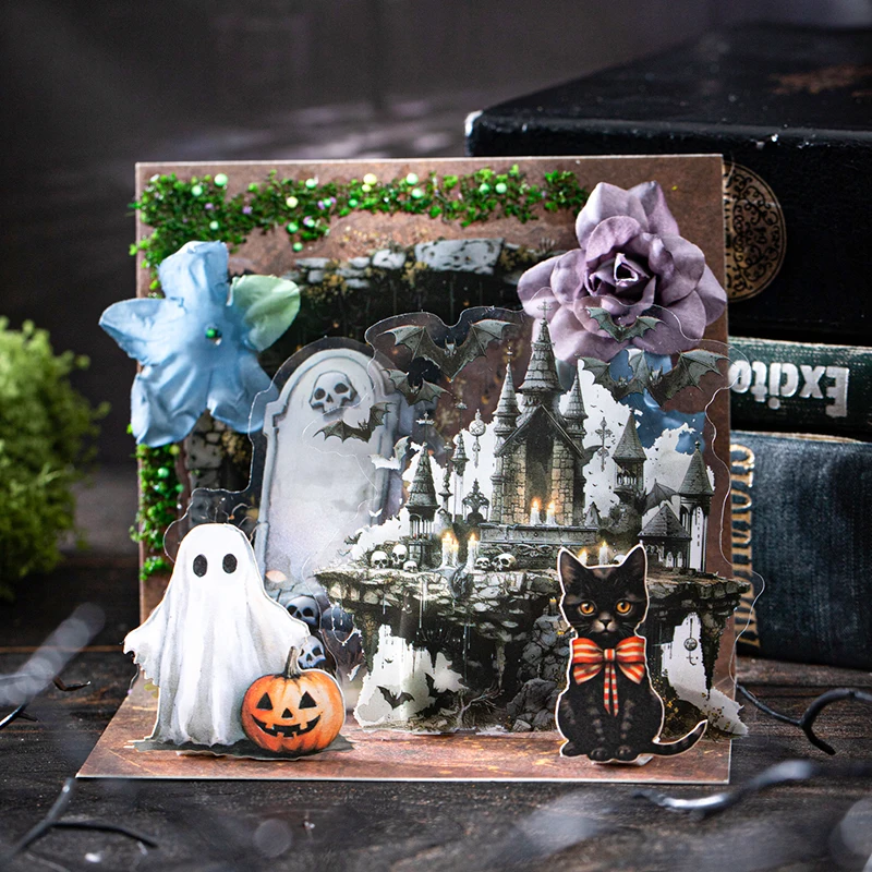 10 Blatt/Beutel Gothic Abandoned City Scenery Aufkleber für Scrapbooking Planer Notebook DIY Handyhülle Dekoration Büro Geschenk – Detail 7