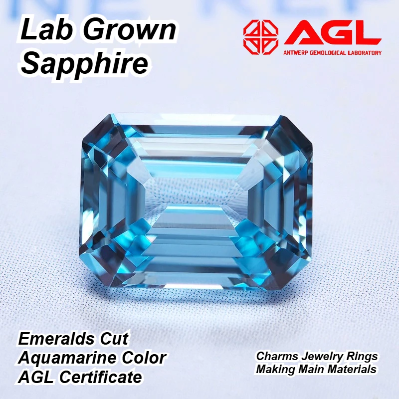 

Lab Grown Sapphire Emeralds Cut Aquamarine Color Charms Jewelry Rings Earring Making Main Materials Selectable Certificate