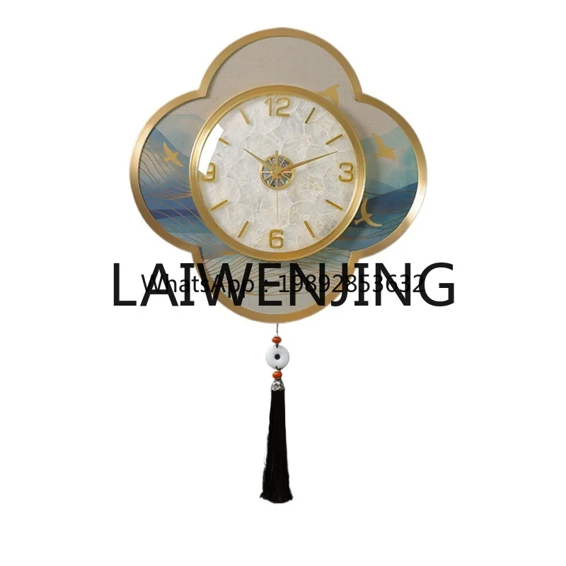 7ZSPNew Chinese Style High Sense Shell Decoration Light Luxury Creative Upscale Clock Atmospheric Living Room Clock